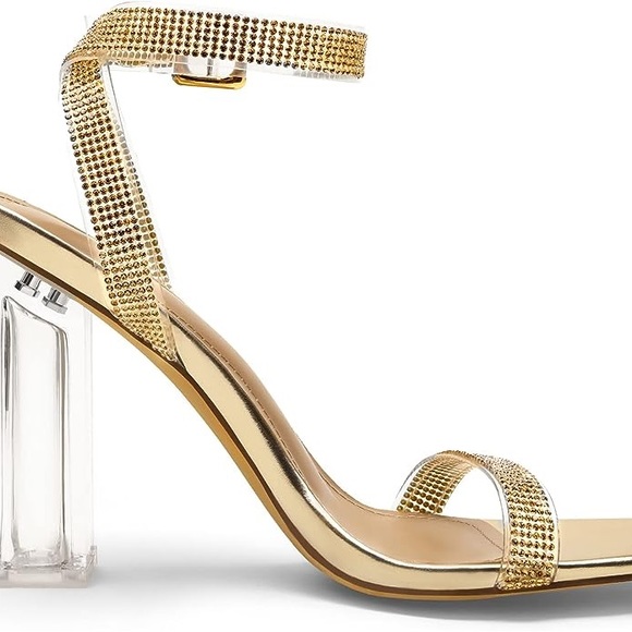 Dream Pairs Gold Rhinestone Chunky Heel Sandal - Picture 4 of 12